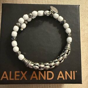 ⭐️ Alex and Ani: White and Silver Beaded Bracelet